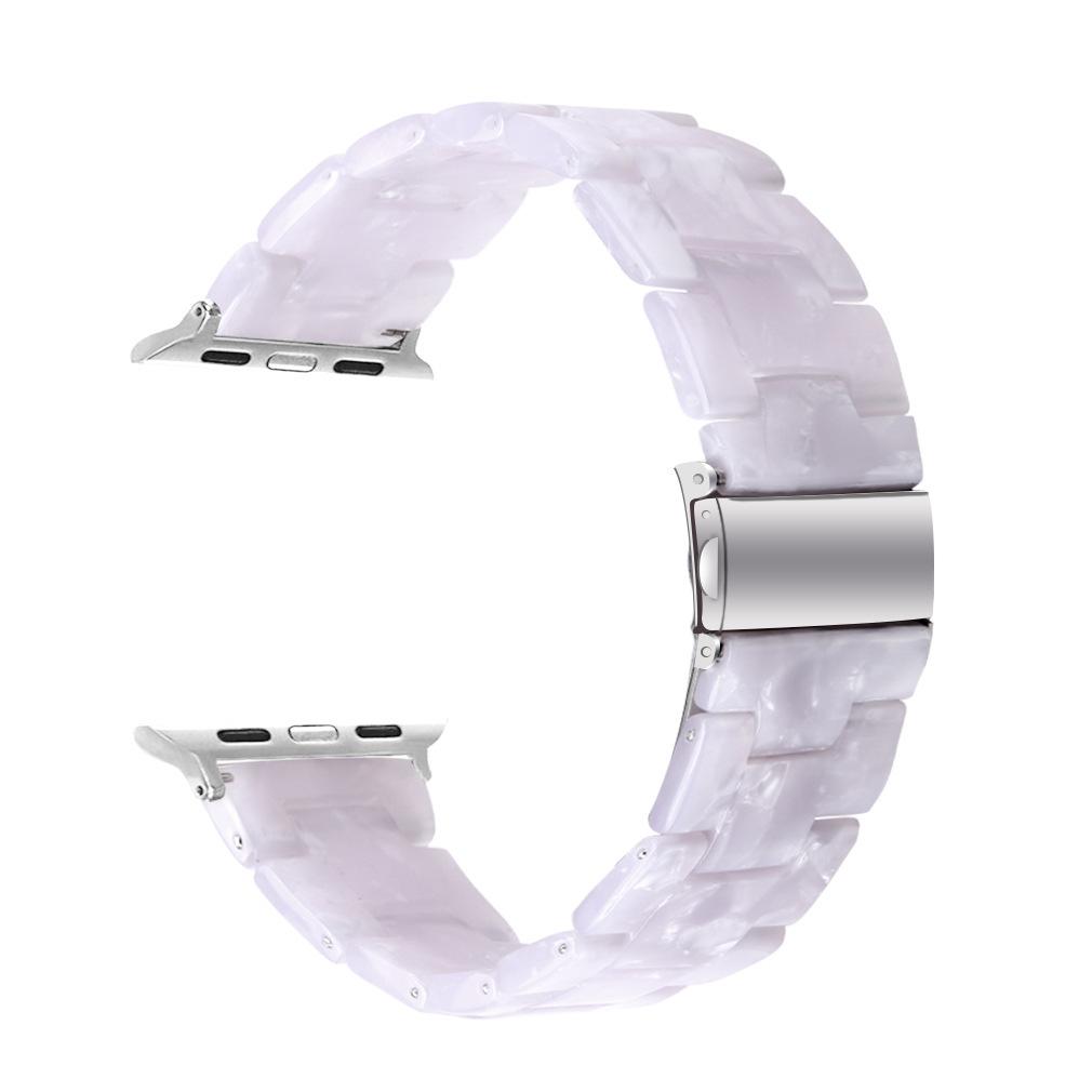 Suitable for s10 transparent watch strap iwatch natural resin three-bead metal double-button watch chain