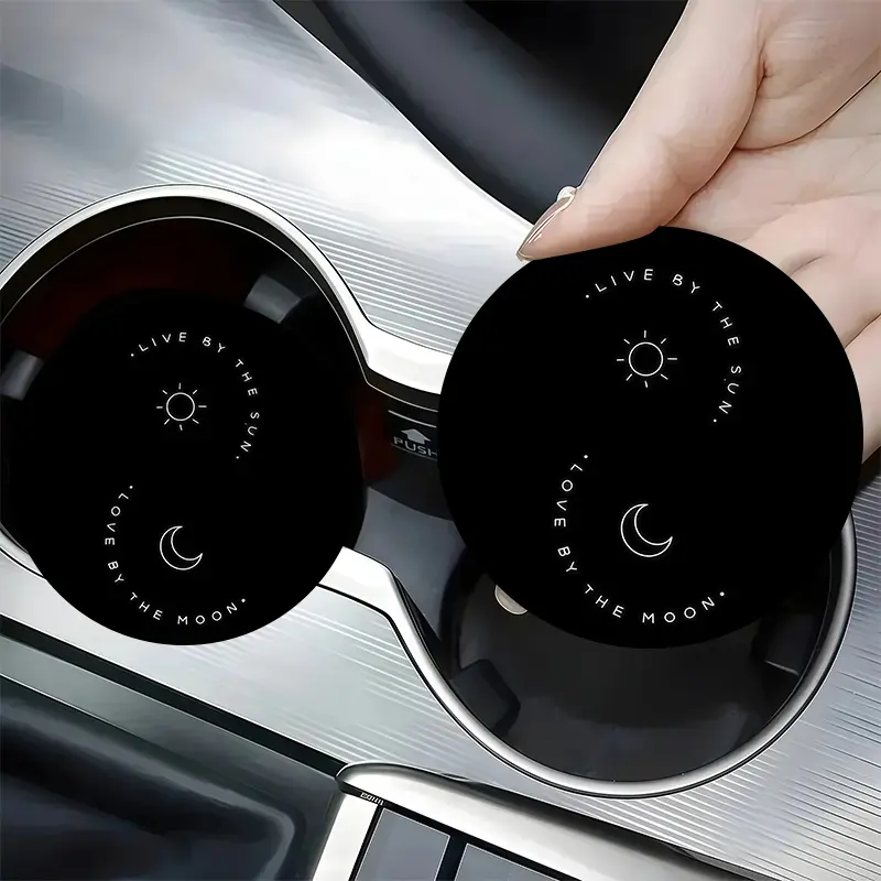 2pcs Sun Moon Car Cup Holder, Minimalist Line Style, Anti Slip Coaster, Stylish Design, Suitable for Car and Other Places, Perfect for Coffee, Tea, Wine and Various Drinks, Perfect for Parties and Festive Events Gifts.5.12HQD-28