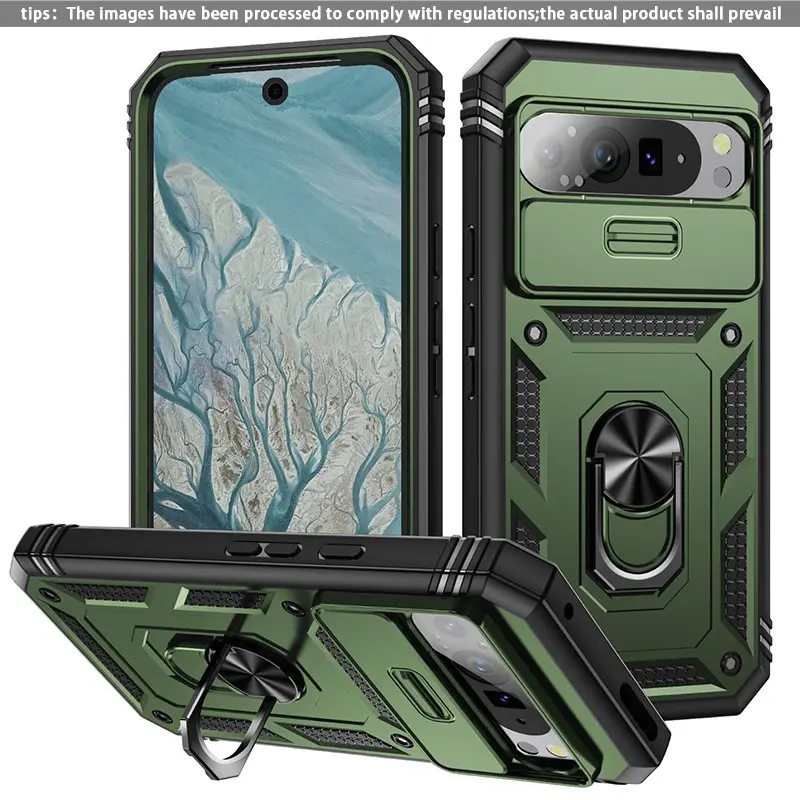 Shockproof Phone Case with Ring Holder, 360 Degree Rotatable Phone Protective Cover, Phone Accessories Compatible with Google Pixel 9 8 7 6, Protective Cellphone Cover, Mobile Phone Cover, Casing