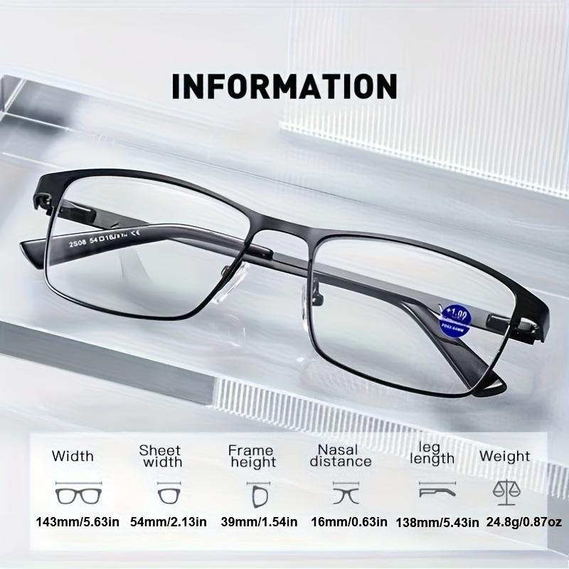 Men's Square Metal Frame Three in One Multifunctional Reading Glasses for Women Long Medium Short Distance Anti Blue Light +1.0 to +4.0 Polycarbonate Lens Unisex Adult Full Rim Flat Top