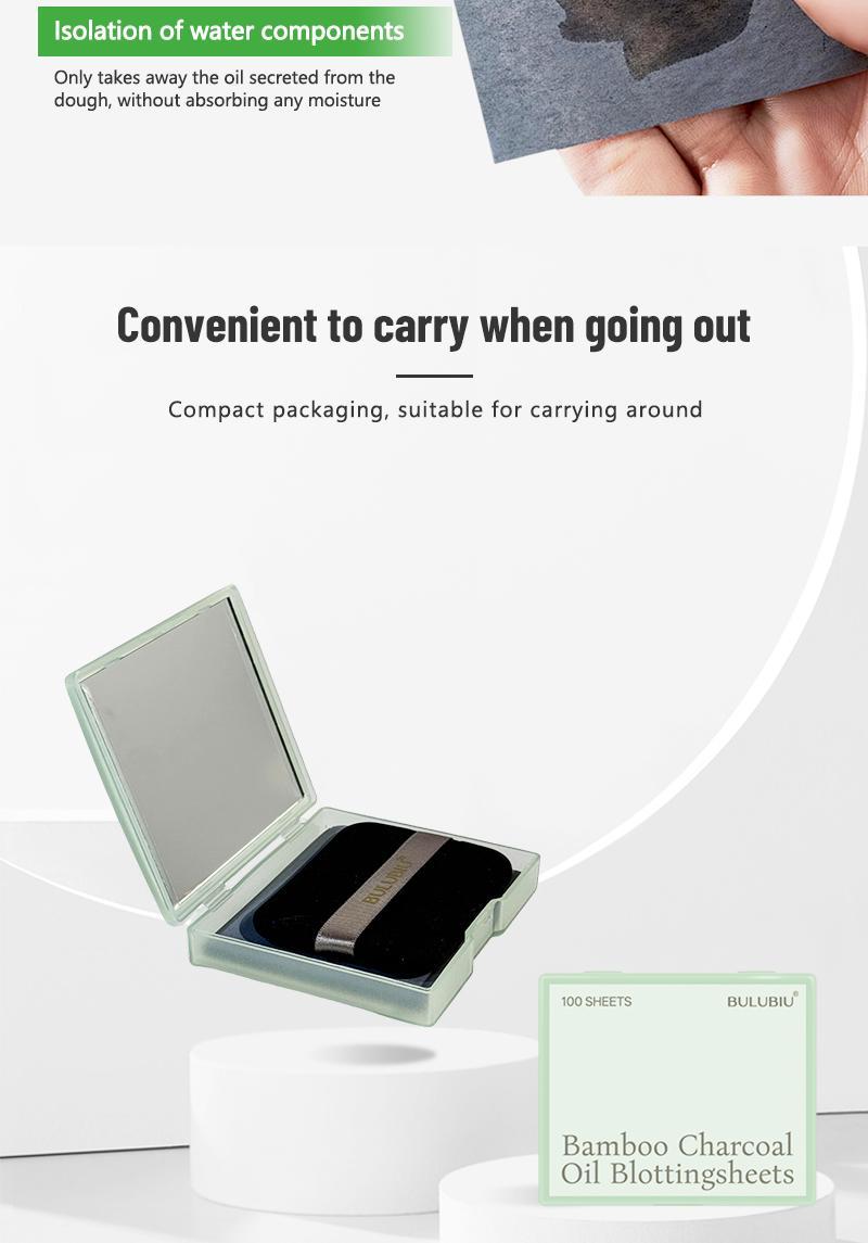 Blotting Papers for Oily Skin & Makeup Lovers - 50 Sheets with Mirror and Powder Puff | Bamboo Charcoal Absorbs Excess Oil, Keeps Skin Fresh and Matte Throughout the Day