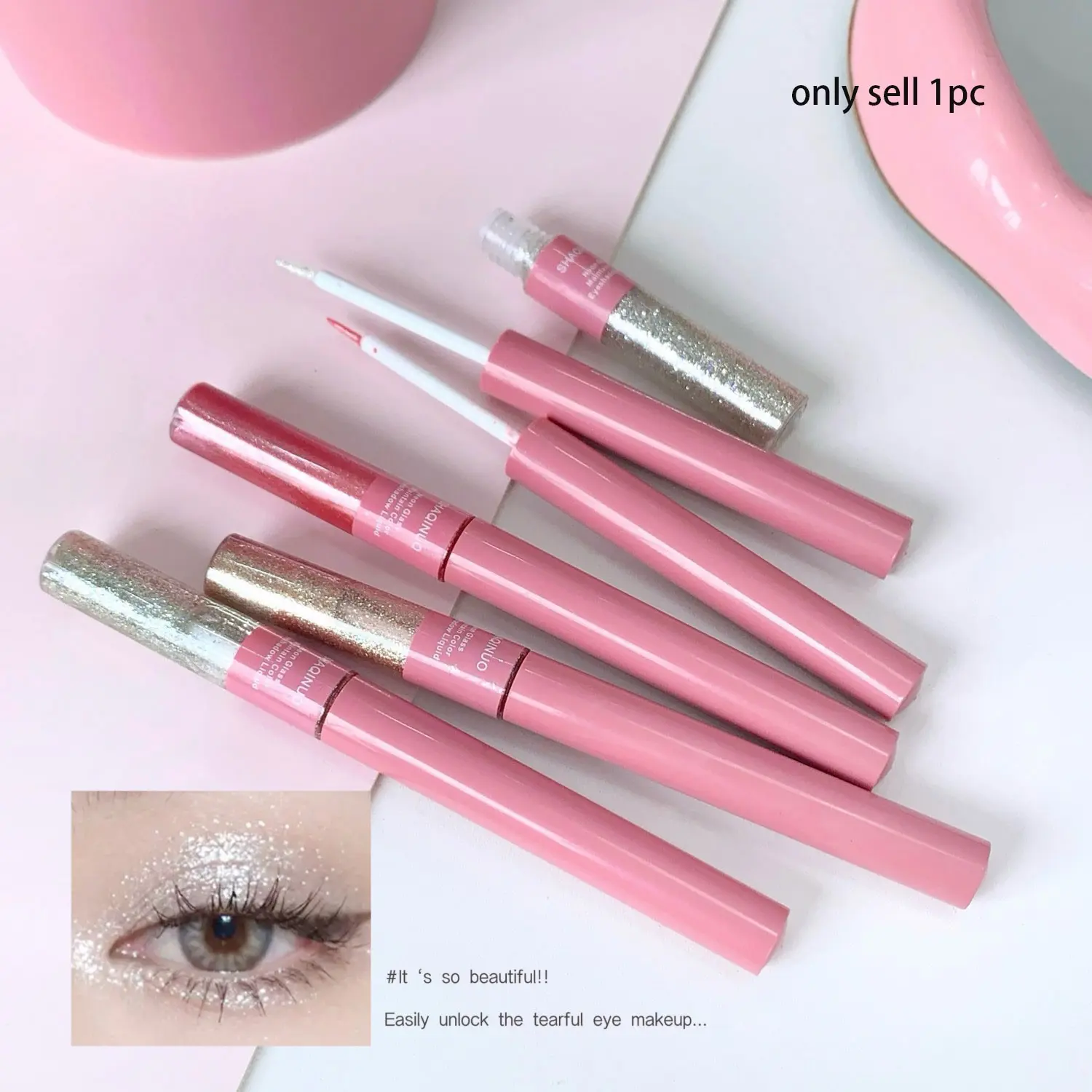 Neon Glass Long-Lasting Eyeshadow Liquid, Glitter Burst Matte Highlighter, Portable Makeup for Daily & Party Use, Ideal for Beginners