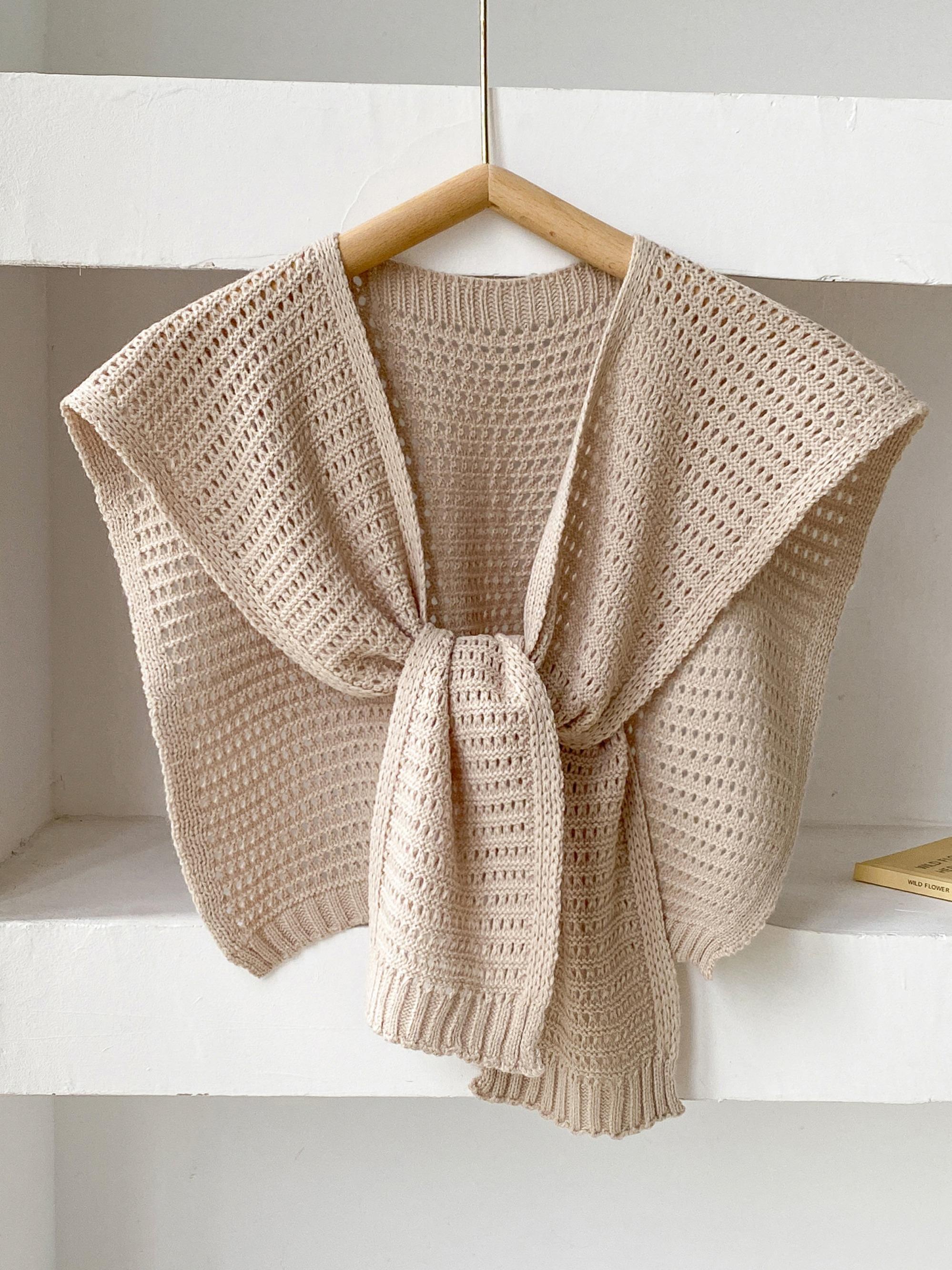 Solid Color Knit Shawl, Casual Lightweight Scarf Shawl for Women, Versatile Fashion Elegant Shawl for Daily Wear, Trendy All-match & Exquisite Scarf for Birthday Gift, Knitted Shawl