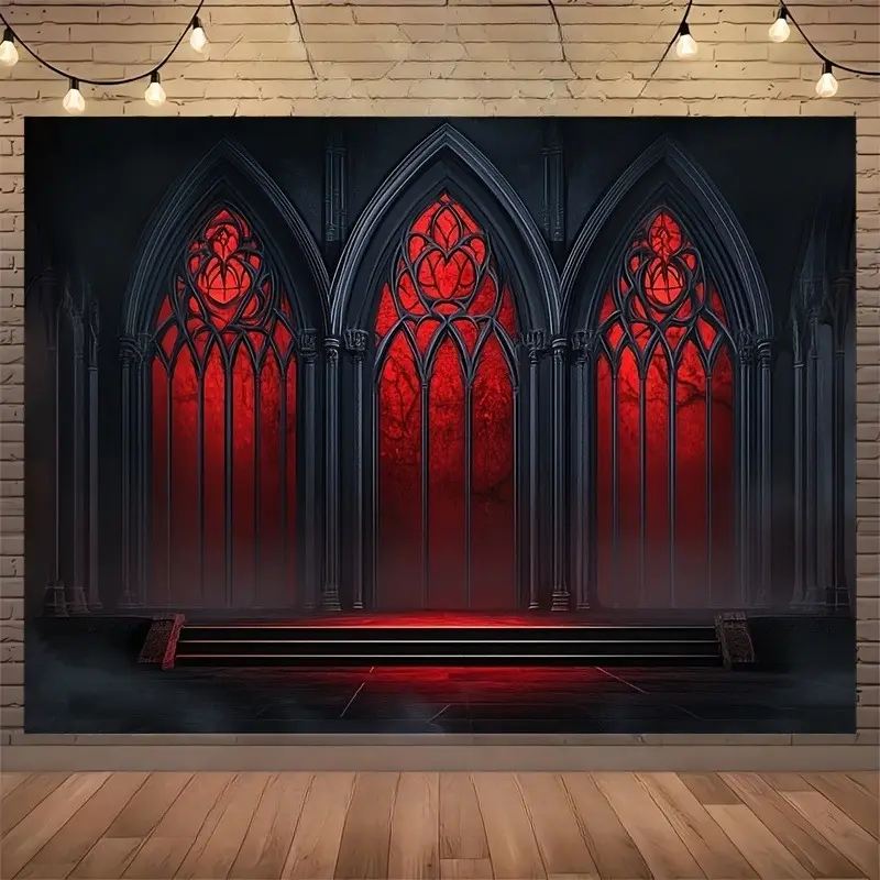 Gothic Vampire Castle Print Tapestry, Lightweight Dark Gothic Vampire Home Decor, Halloween Horror Theme Photo Booth Backdrop for Indoor Outdoor Party Birthday Events