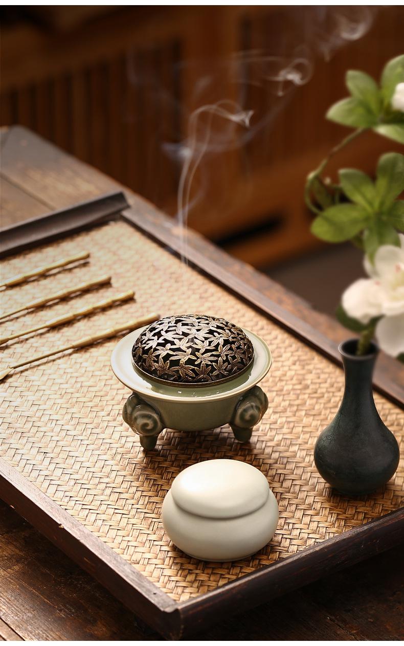 Sanyang kaitai Ceramic Incense Burner for Home Use with Incense Stick Holder Seal Mold for Coil Sandalwood & Agarwood Burner Tool