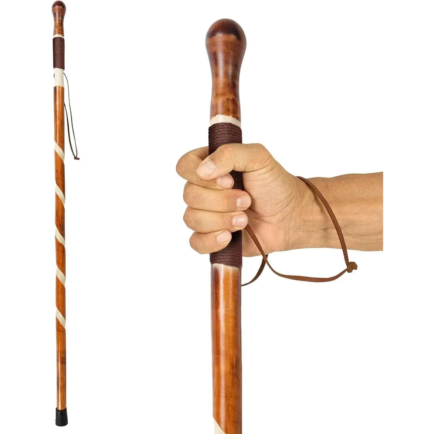 Wooden Walking Stick - Willow Cane for Seniors Hiking & Balance - Heavy Duty Carved Twisted Wood Sticks for Men & Women - Stylish Support Pole for Outdoor Trekking & Weight BearingGift