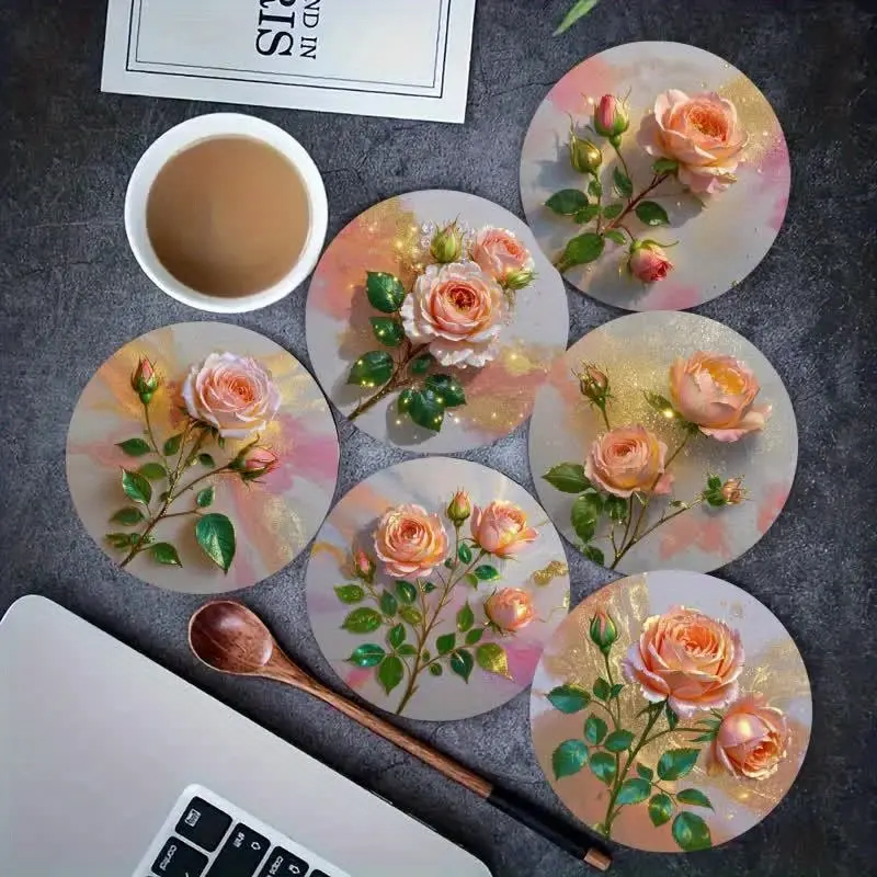 Wedding Season Design Pet Coasters, Non-Slip Kitchen Decor, Outdoor Garden Accessories, Holiday Party Gifts, Thanksgiving, Halloween, Christmas, Coaster Set, Decorative Coaster