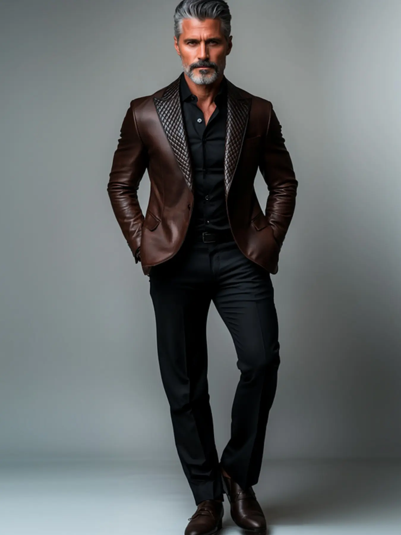 Men's Leather Light Business Long Sleeve Suit Jacket, Perfect for Office, Banquets, Parties, Outdoor Events, Stylish and Professional