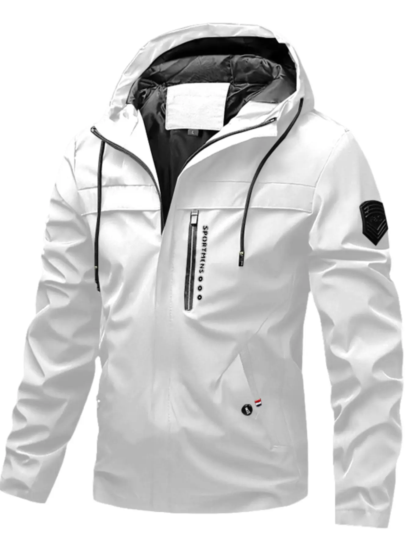 Men's Hooded Windproof Jacket, Lightweight Waterproof Outdoor Sport Coat, Multi Pocket Zip Up Casual Outerwear, Sports Outerwear for Hiking Travel