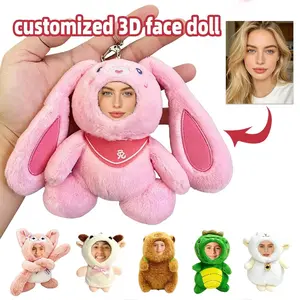 Custom 3D Face Plush Doll Keychain, Personalized Photo Face Soft Stuffed Animal Pendant, Valentine Birthday Gift for Couple