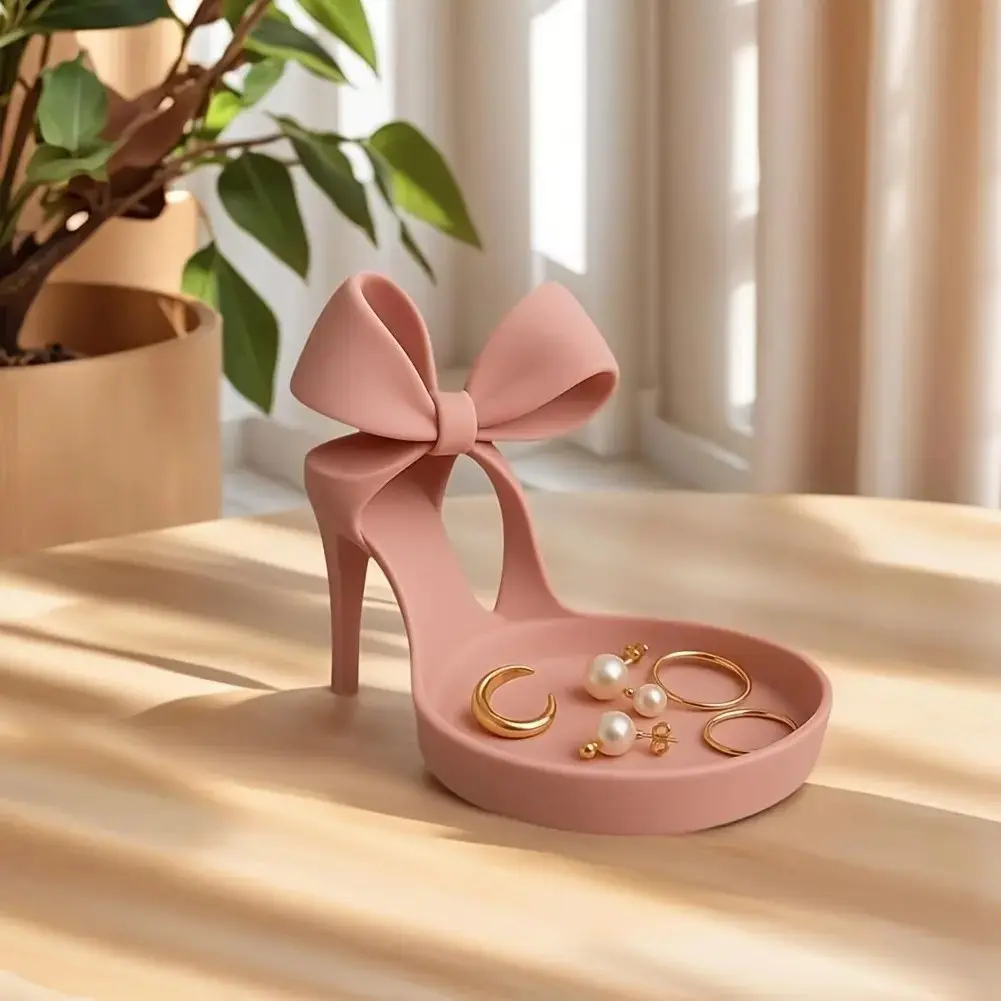 Bow Ring Holder and Jewelry Display Tray｜Decorative Storage Tray for Rings, Earrings, Vanities, Gifts｜Desktop Jewelry Organizer Box