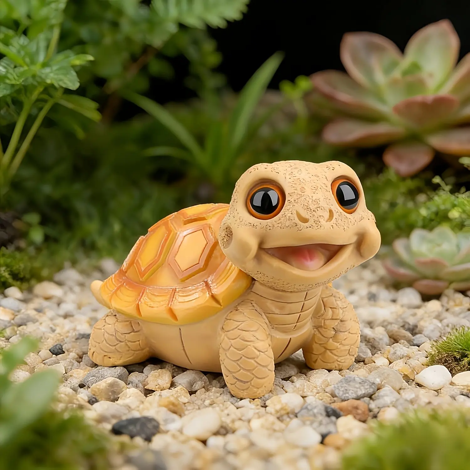 Cute Smiling Turtle Figurine Resin Garden Statue, Perfect for Home Office Shelf Decor, Adorable Ornament for Living Space