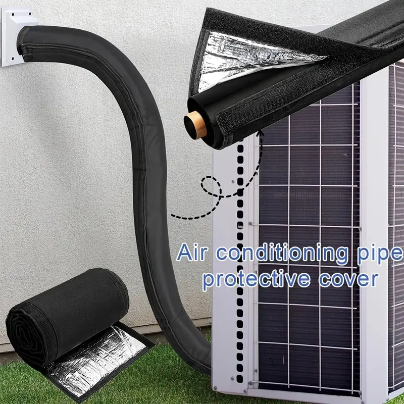 1 set of Oxford cloth air conditioning pipe protective sleeve with insulating cover, sun-proof waterproof and high-temperature resistant pipe protective sleeve.