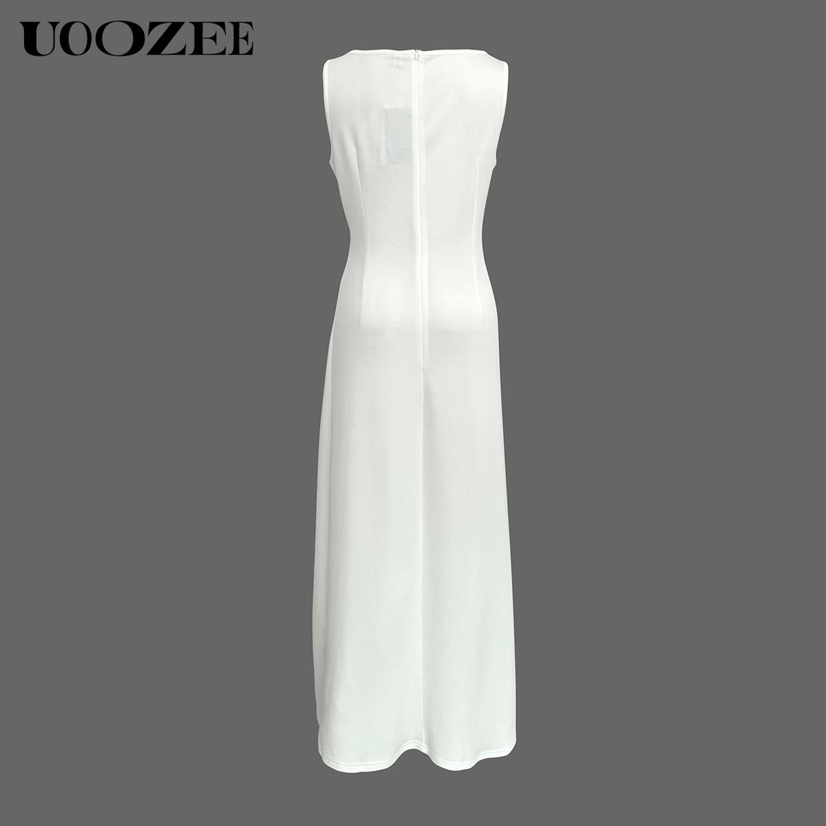 UOOZEE Women 2025 Summer/Spring Rayon Pleated Slightly Stretch & Sheer White A-Line Dress 2025 New Fashion Sleeveless Solid Color Split-Joint Round-Neck Elegant Evening Maxi Dresses - (Sizing Runs Small - Check Size Guide or Order Larger) Fit UOOZEE Women 2025 Summer/Spring Rayon Pleated Slightly Stretch & Sheer White A-Line Dress 2025 New Fashion Sleeveless Solid Color Split-Joint Round-Neck Elegant Evening Maxi Dresses - (Sizing Runs Small - Check Size Guide or Order Larger) Fit
