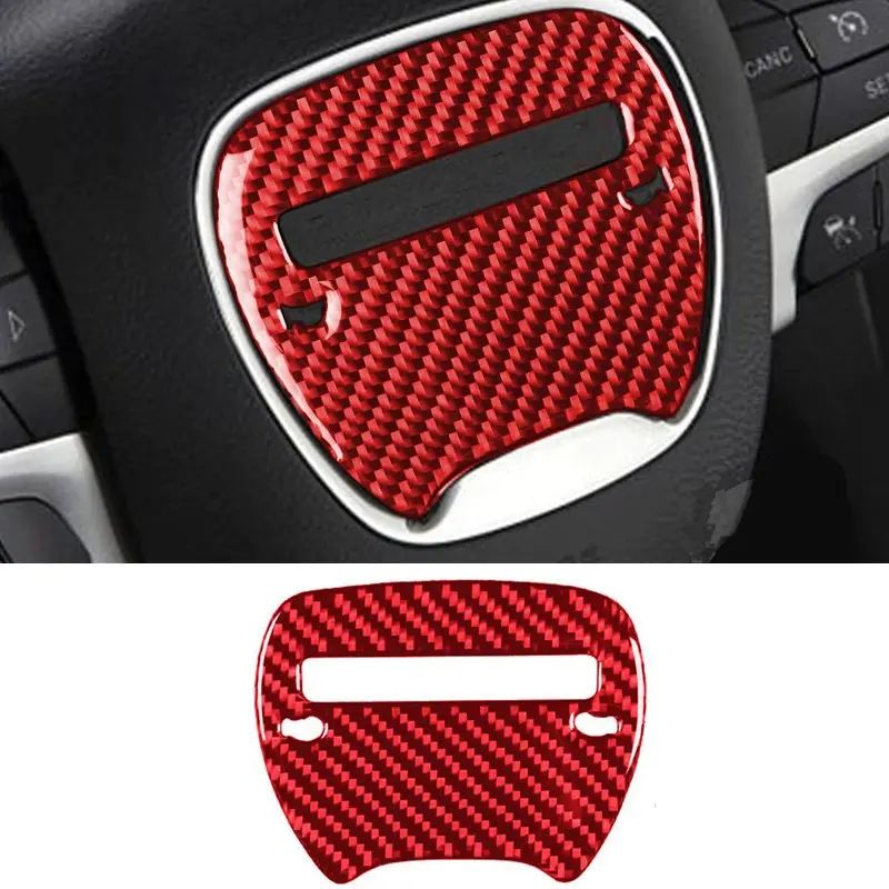 Car Interior Sticker, Automotive Decoration, Scratch-Resistant Carbon Fiber Steering Wheel Panel Decal, Creative Dashboard Decoration for Dodge Challenger 2015-2023