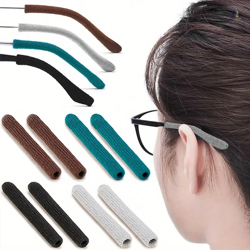 8-Piece Upgraded Soft Silicone Eyeglass Ear Grip Set, Anti-Slip Knitted Eyewear Clips, Comfort Ear Cushions, Secure Hold Rear Glasses Holders, Unisex Fashion Accessory Set for Work & Daily Wear, 8-Pieces