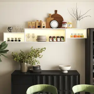 65.35in Wall Mounted Floating  TV Stand with 20 Color LEDs and Charging Station,Wall mounted tv console,Floating media cabinet,Floating entertainment center,Wall mounted tv console with charging station,Floating media shelf with charging station