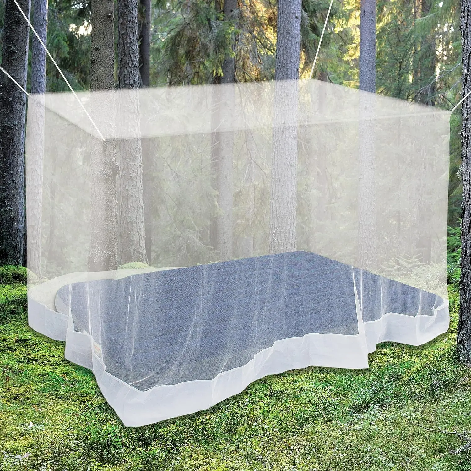 Premium Mosquito Net for Double Bed, Crib, Hammock or Camping, Full Hanging Kit with Extra-long Strings and 8 Hooks, Free Carry Bag