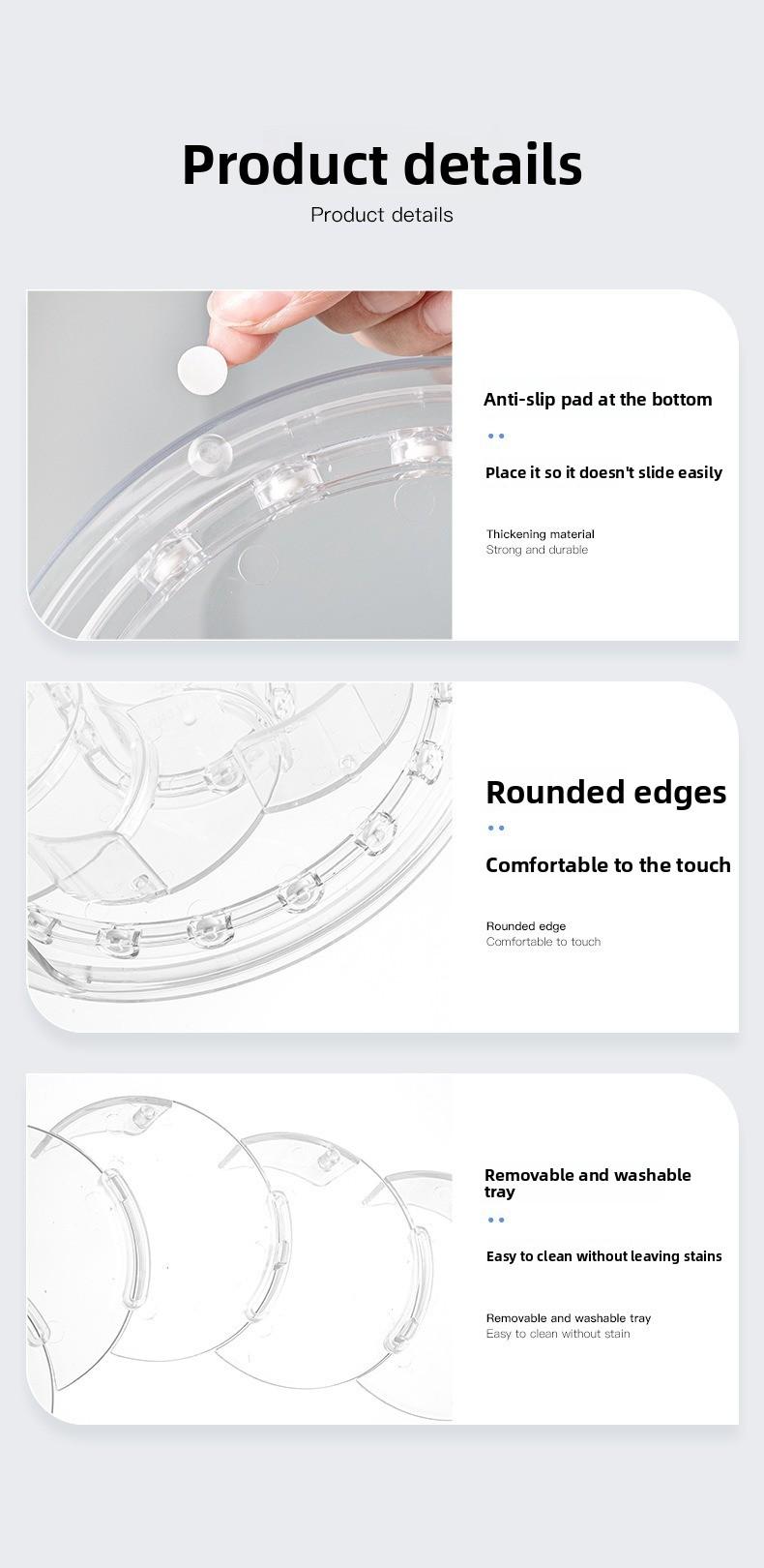 Kitchen Rotating Storage Rack for Drinks Multi - purpose Fridge Rotation Tray Detachable Washable Desktop Bottle Organizer