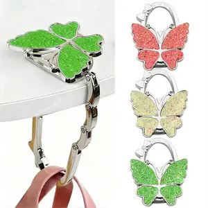 Glitter Butterfly Foldable Purse Hanger, Anti-Slip Table Bag Hook