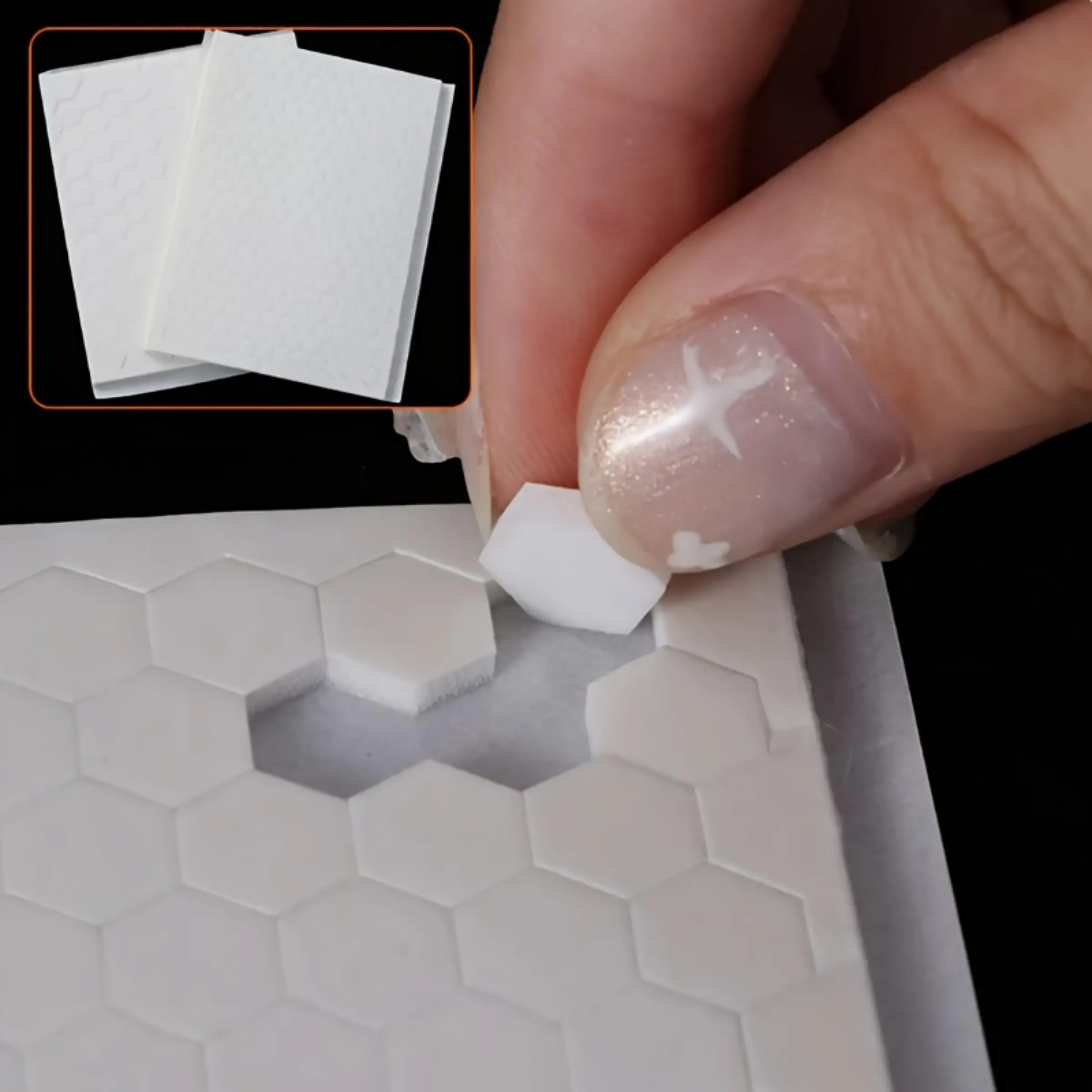 0.64cm Hexagon EVA Foam Double Sided Adhesive Dots, 3 Sheets / Total 720Pcs Pre-Cut 3D Pop Up Foam Tape for 1:12 Miniature Dollhouse, Scrapbooking, Card Making DIY Crafts