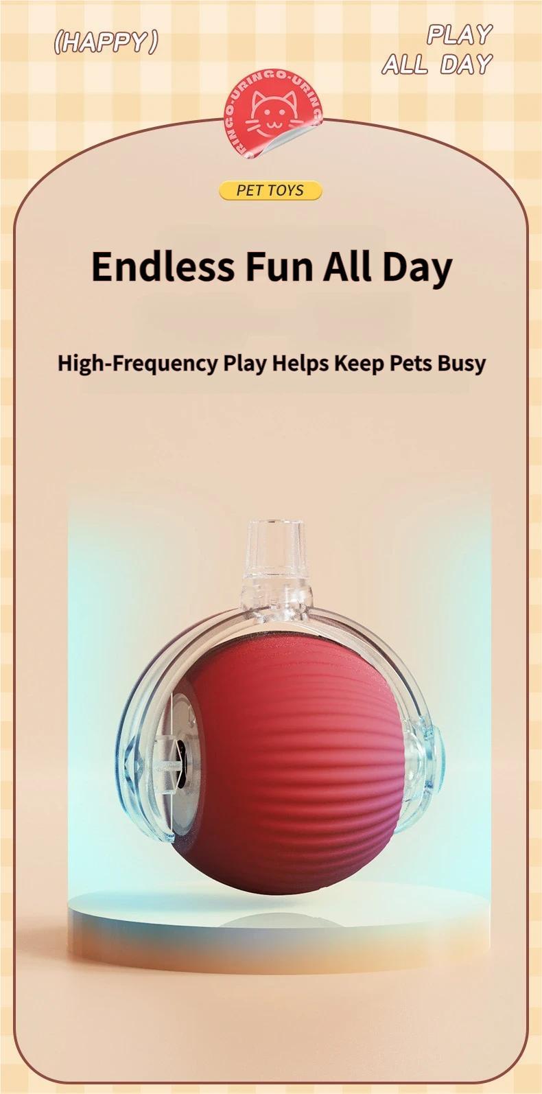 Interactive Cat Toy Ball, Automatic Rolling Pet Toy with Tail, Smart Obstacle Avoidance Cat Toy, Rechargeable Kitten & Small Dog Toy, Keeps Cats Busy, Indoor Self Play, Bite Resistant Silicone, Quiet and Easy to Clean