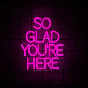 Adjustable LED Neon Sign 'happy You're Here' Letters, USB Powered, Bar Coffee Shop Home Art Wall Decor, Birthday Wedding Party Window Decor