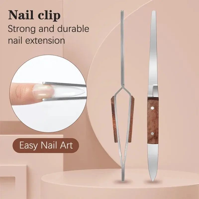 Nail shaping clip, wooden handle, stainless steel shaping clip, pressure nail, X-shaped pliers, phototherapy extension nail, crystal nail shaping clip
