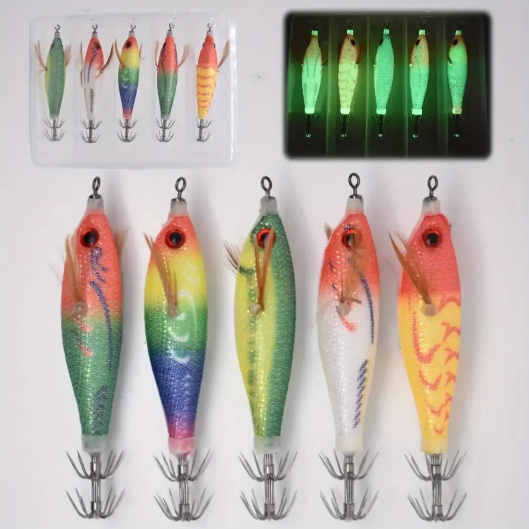 Squid Jig Fishing Lure Bait, Head Hooks Squid Hook Umbrella, Saltwater Luminous Fishing Lures, Octopus Jigs for Sea Fishing