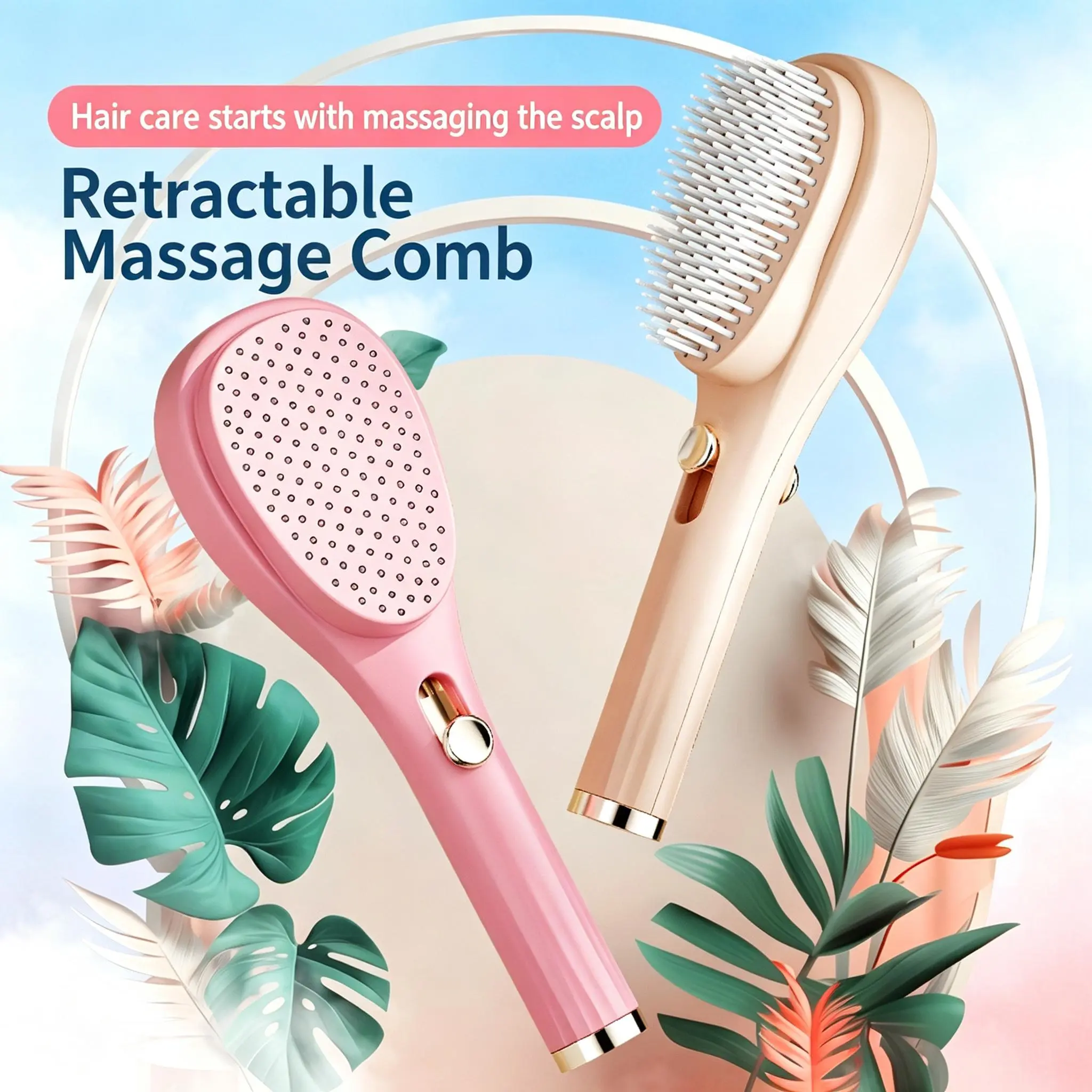 Self Cleaning Hair brush Retractable Hair Brush For women,Airbag Massage Combs for Thick Hair Long Hair