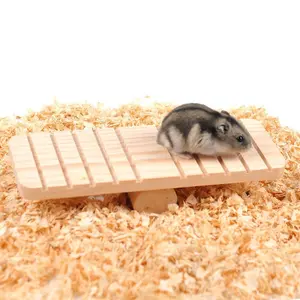 Real Wood Hamster See-Saw, Safe Bite-Resistant Hamster Toy, Golden Syrian Hamster Chewing Toy, Small Pet Cage Decorative Item