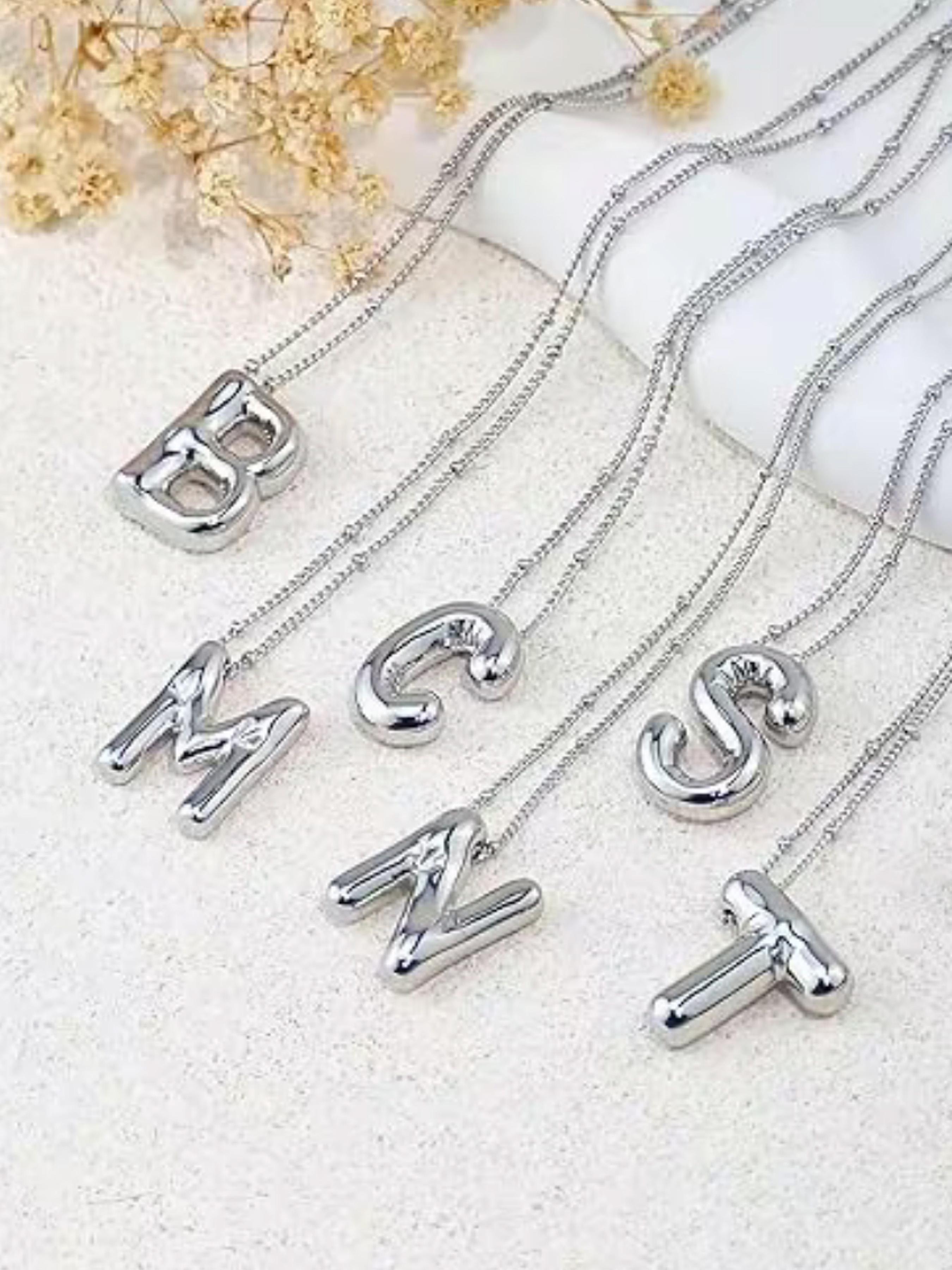 Fashionable Letter Pendant Necklace Initial, Alloy Jewelry for Party, Daily Clothing Decor, Trendy All-match & Exquisite Jewelry for Birthday Gift
