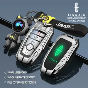 Lincoln Navigator Mkc Mkz Nautilus Mkx Continental Aviator 3/4/5 Key Metal Car Key Protective Case, Night Glow Logo, Armor Style