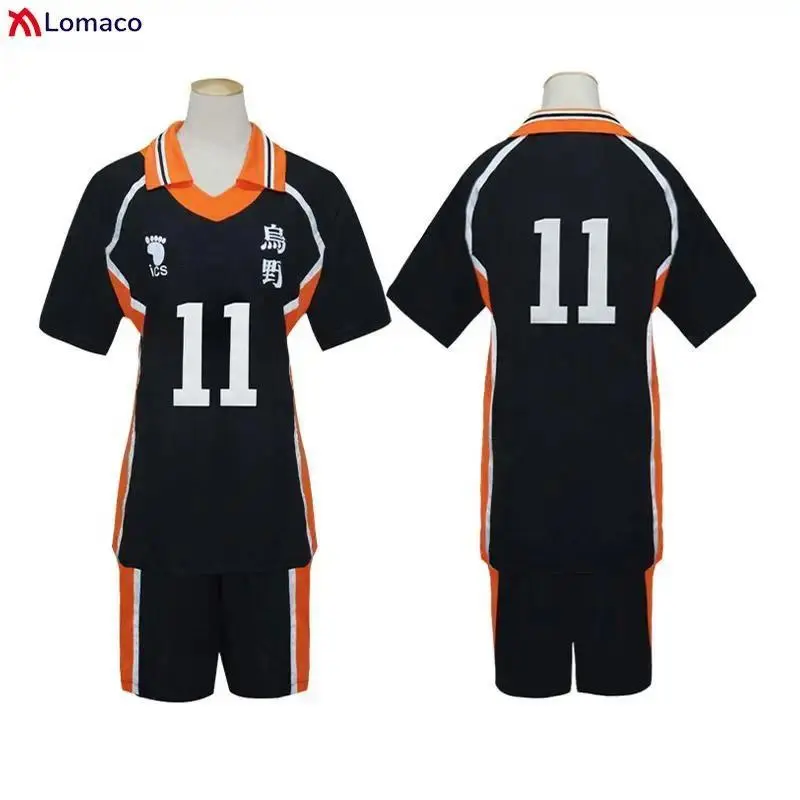 Anime Haikyu Karasuno High School Volleyball Club Cosplay Costume - Shoyo Hinata & Kageyama Tobio Polyester Sportswear Jersey Uniform, Fashion Clothes Accessories Set