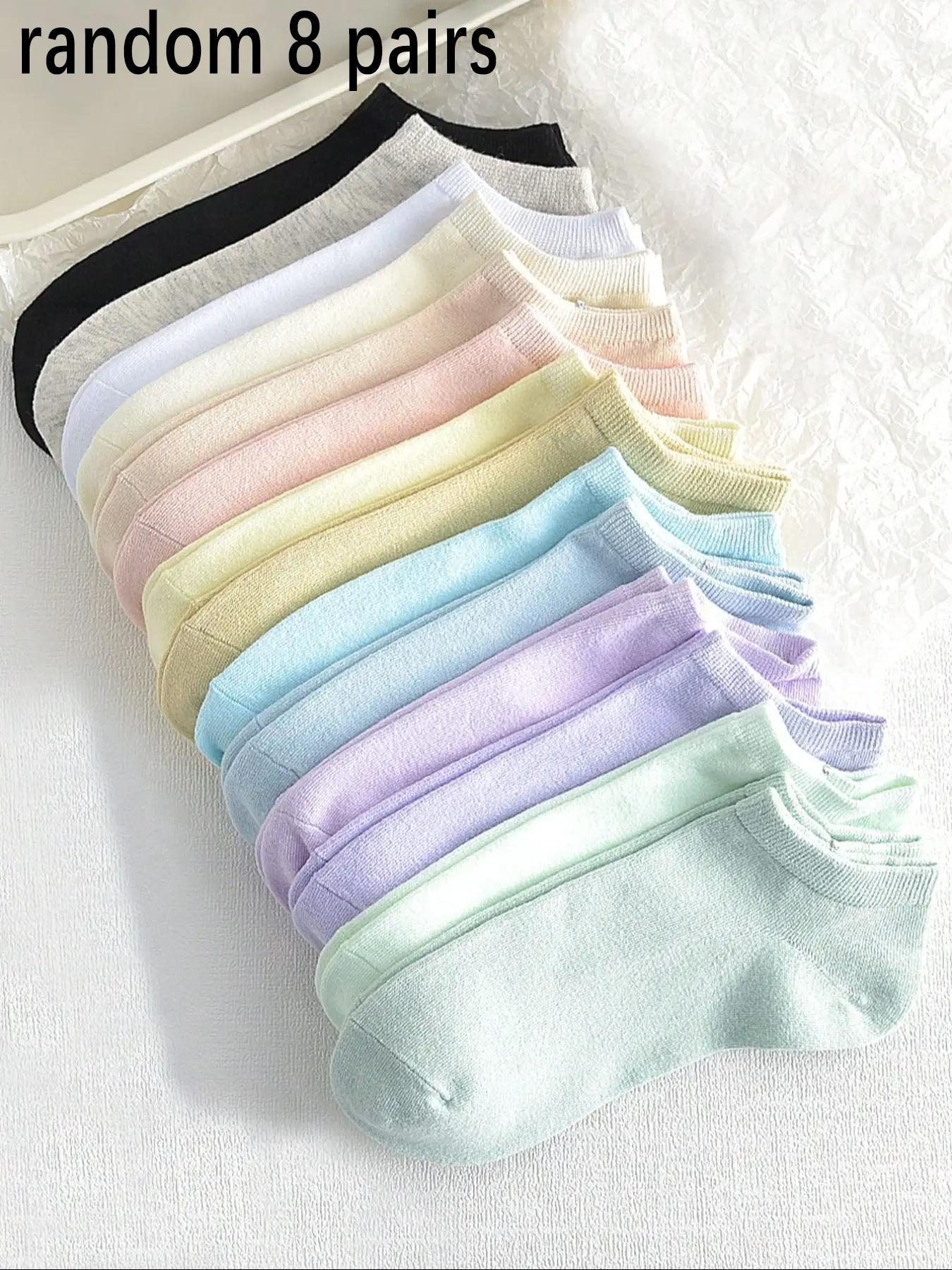 Random Color Women's Solid Ankle Socks, Casual Moisture Wicking Low Cut Socks, Soft Comfy Breathable Socks for All Seasons Daily Wear, Underwear, Breathable Polyester Socks