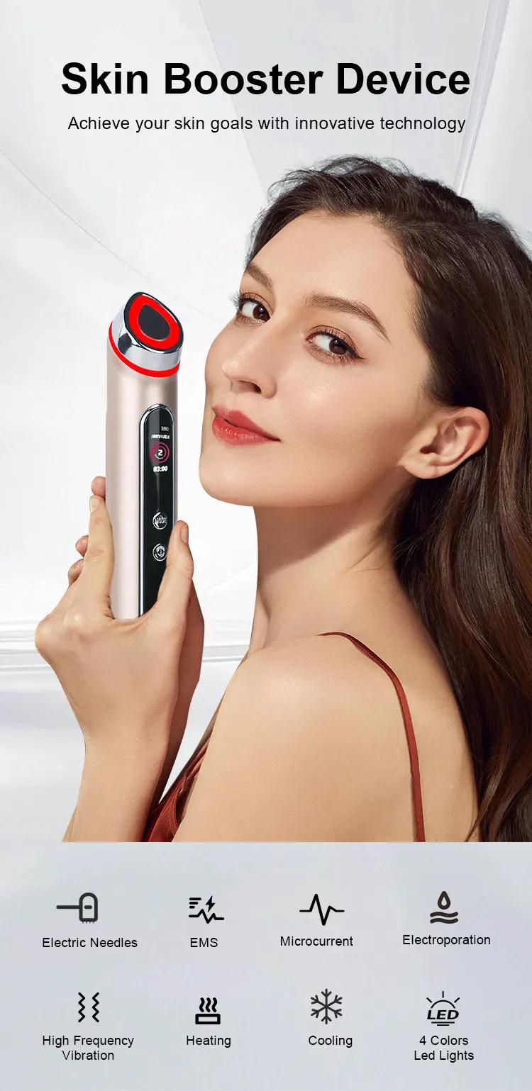 Age R Booster Pro Facial Beauty Device with LED Light Therapy EMS EP for Face and Neck Lifting Anti-Wrinkle Skin Care Home Use