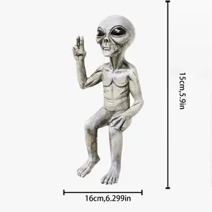 Resin Alien Ufo Dwarf Garden Statue Ornament, Creative Small Gnome Decoration, Unique Outdoor Sculpture for Gardens and Patios