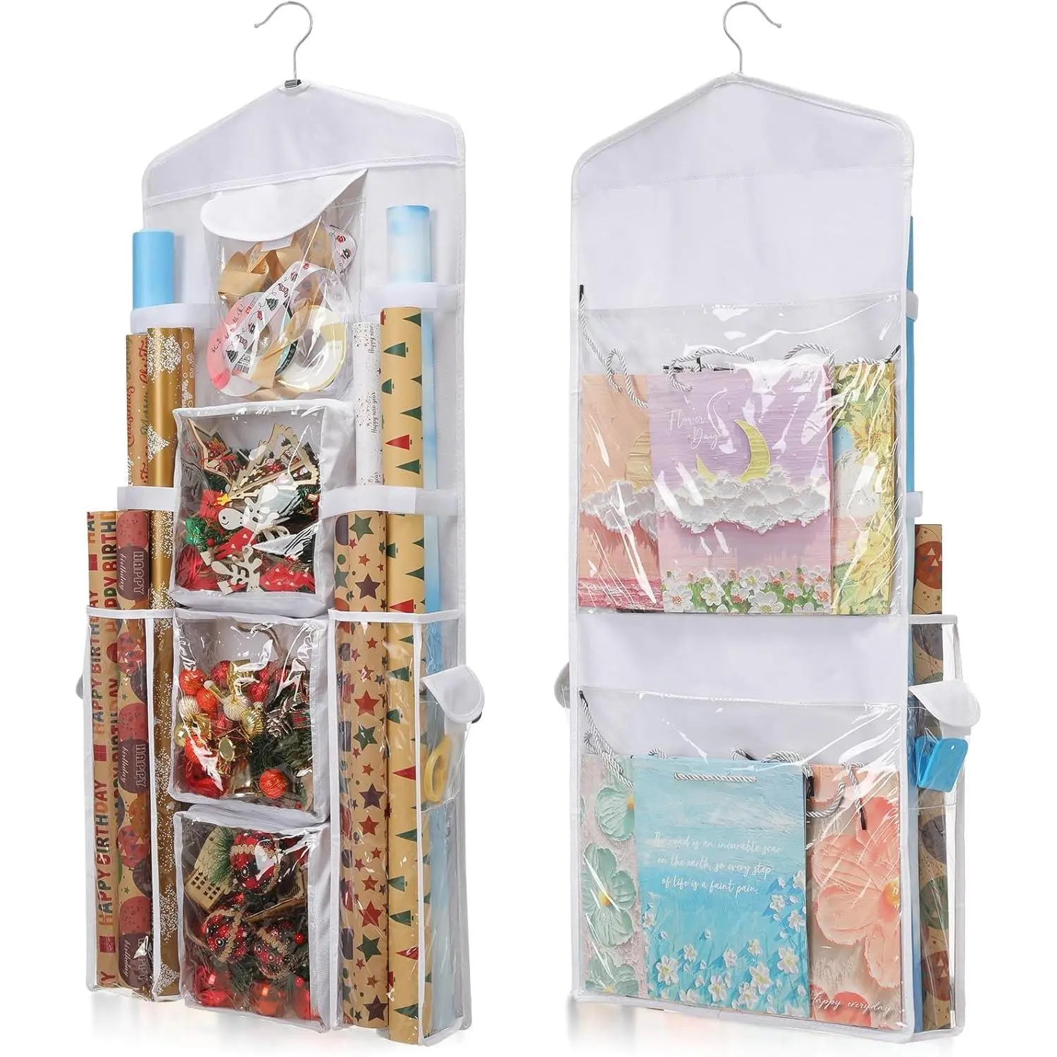 Wrapping Paper Storage,  Wrap Organizer Holder Double-Sided   Bag Storage Organizer