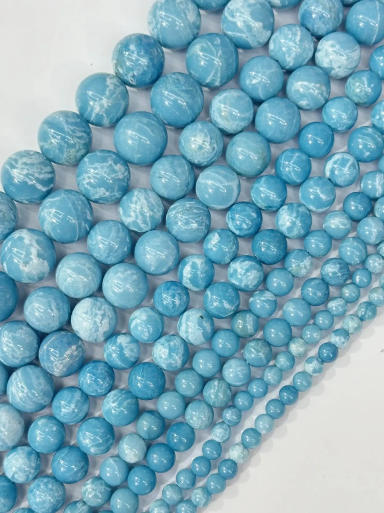 Natural Stone Beads China Blue Larimar Round Gem Bead, DIY Bracelet Charms, Jewelry Making, 4-14mm, 15", Beaded Accessories
