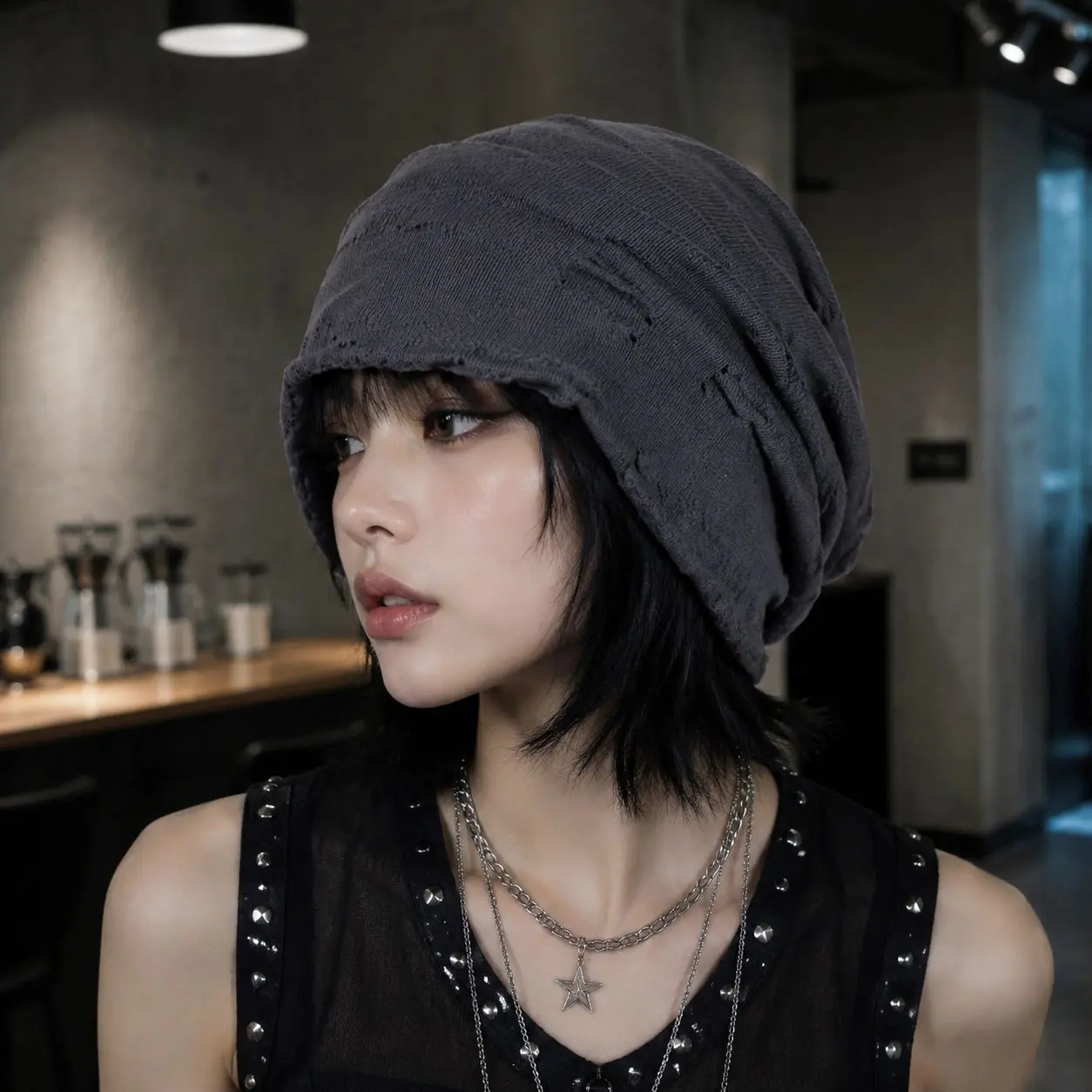 Effortless Distressed Ripped Knit Slouchy Beanie Breathable Bad Hair Day Savior Lightweight Grunge Y2K Aesthetic Daily Streetwear Cap
