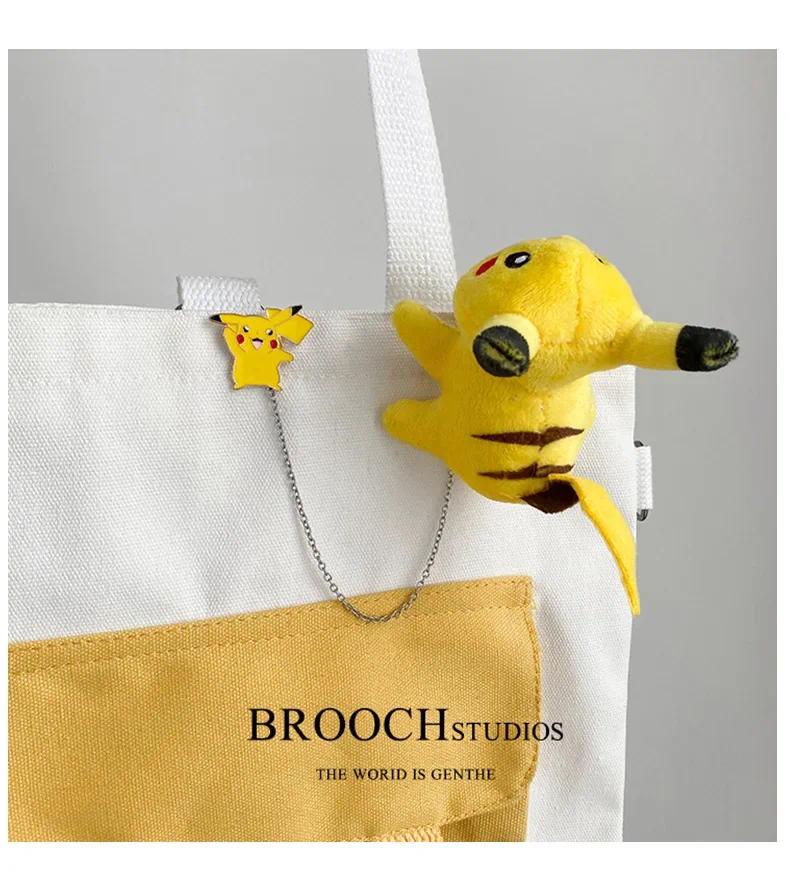 Pokemon Cartoon Doll Pikachu Alloy Pin Clothing Bag Plush Brooch Gift for Child Children Student Backpack Accessories Decoration