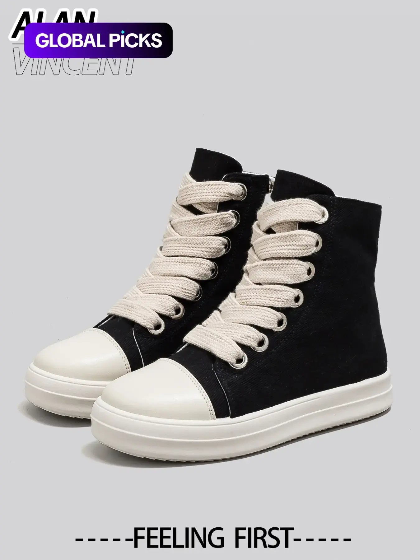 Women's New High Top Round Toe Boots, Lace-Up Zipper Design, Flat Sole, Fashionable Fall & Winter Shoes, Casual Party Wear #GLOBAL PICKS