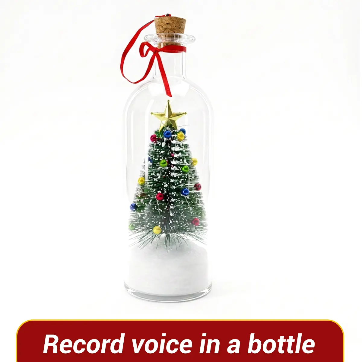 Recordable Christmas Tree Message in a Bottle, Voice Recording Holiday Keepsake with Playback, Creative Holiday‑Themed Home Desktop Decor Gifts for Family Friends