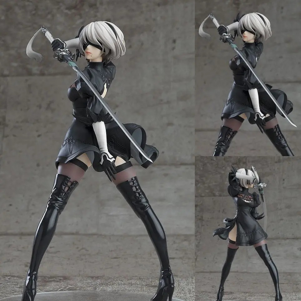 Nier:automata 2B YoRHa No.2 Type B Sword Fighting Figure 18cm, Yorha Battle Katana Pose, Collectible Model, Anime Merchandise, Detailed Design, Perfect Gift