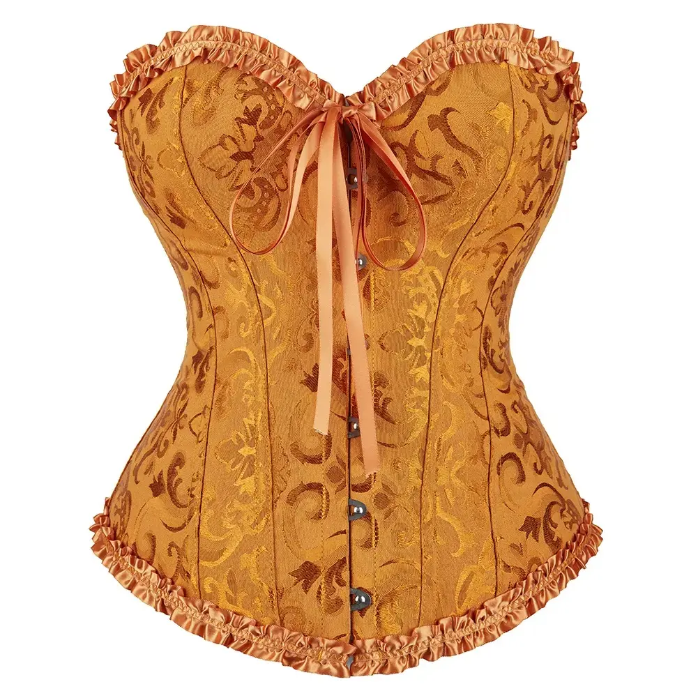 Overbust Corset Top Floral Renaissance Womens Lace Up Boned Overbust Corset Bustier Halloween Costumes Halloween Gothic Party Outfit 819-D1