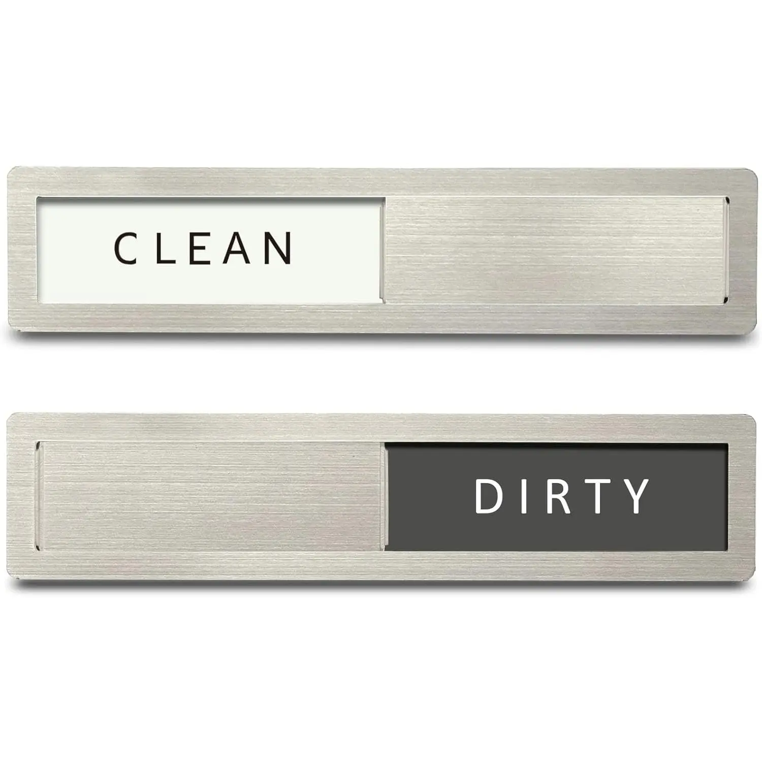 Dishwasher Magnet Clean Dirty Sign Premium Stainless Steel Clean Dirty Magnet for Dishwasher Non-Scratch/Easy to Read & Use/Strong Magnet Dirty Clean Dishwasher Magnet (Grey & White)