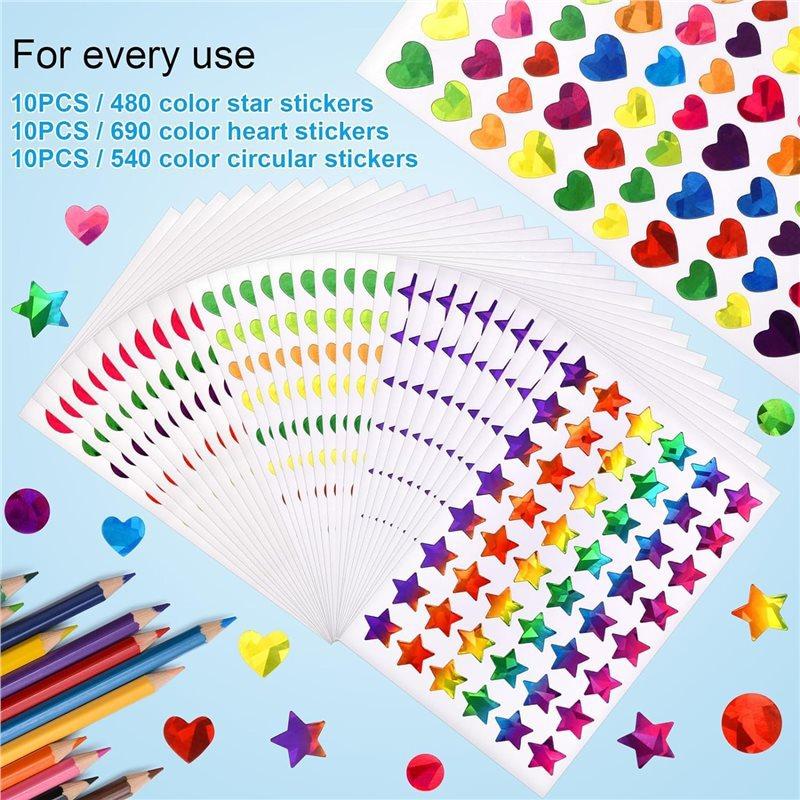 Teacher Reward Stickers Set, 30 Sheets Star Heart Round Design, Perfect for Classroom Home School Behavior Incentive Charts