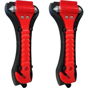 2 Packs 2-in-1 Car Emergency Escape Tool, Multifunctional Car Window Breaker Hammer with Built-in Seat Belt Cutter, Sturdy Sharp Design for Quick Emergency Rescue, Compact Portable Automotive Safety Essential, Reliable Safety Accessories for Vehicles, Fam