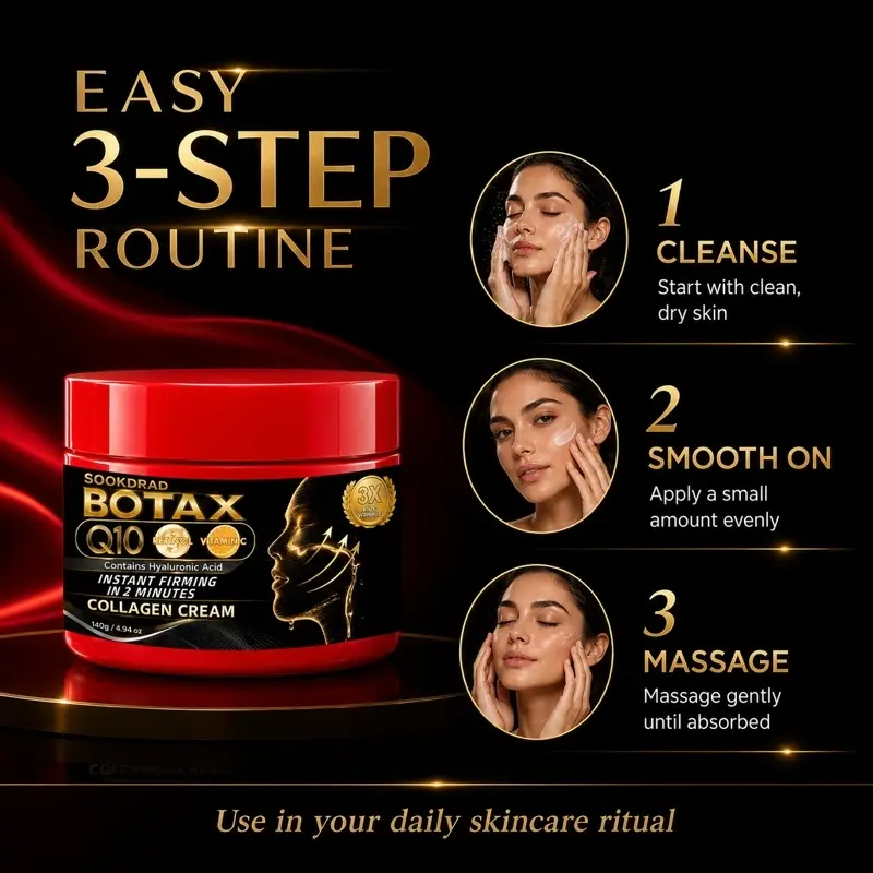 Collagen Cream, Q10, Retinol, Vitamin C, Hyaluronic Acid, Instant Firming, 3X Anti-Wrinkle, Moisturizing Face Skincare, All Skin Types, 140g