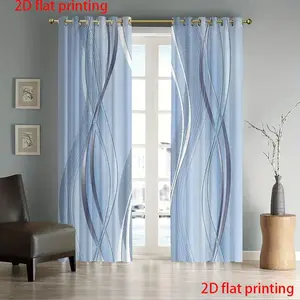 Two-Piece Home Decor Curtains, Abstract Line Print Semi-Opaque Polyester Fabric, Hanging Rings Included, Suitable for Bedroom Living Room Kitchen Party, Window Curtain, Window Drapes, Home Decoration Curtain